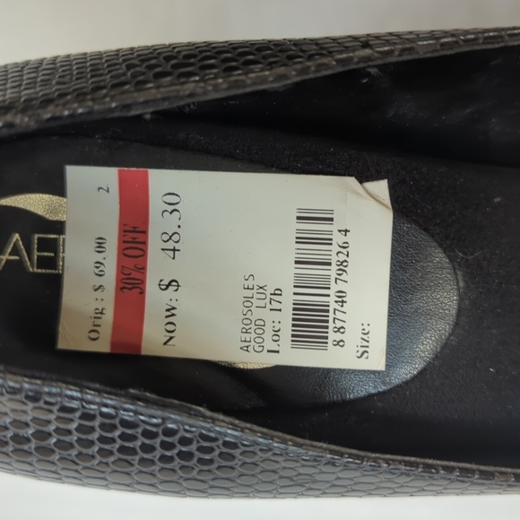 NWT Aerosoles Heel Rest Good Lux Peep Toe Pumps 9.5 Black Faux Snakeskin Pattern - Picture 6 of 16